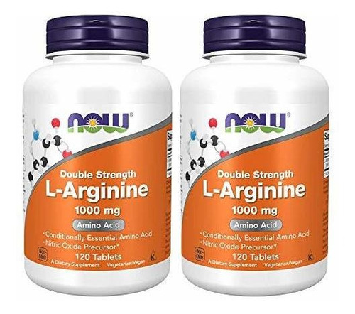 Ahora Alimentos L-arginina 1000 Mg, 120 Tabletas (2 Pack).