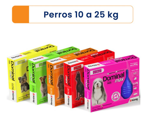 Pipeta Anti Pulgas Garrapatas Dominal Max Perros 10 A 25 Kg