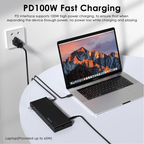 Estación De Acoplamiento Usb C Con Carga Para Computadora Po