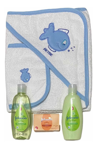 Imagen 2 de 4 de Combo Baño Del Bebe Toallon Accesorios Con Caja Regalo