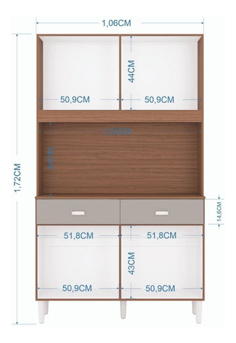 Imagen 2 de 3 de Alacena Mueble Multifuncional Cocina Manu 8 Puertas Cap-h