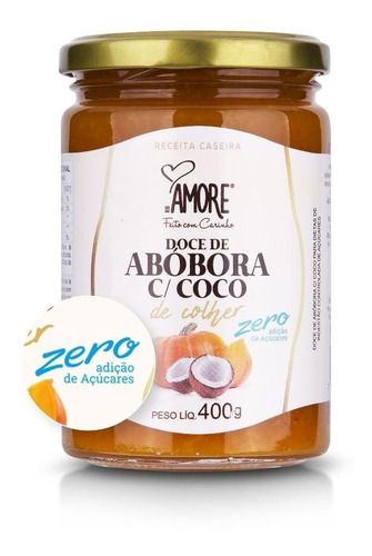 Doce De Abobora C/ Coco De Colher 400g Zero Açucar Rb Amore