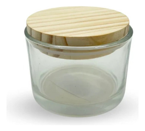 Frasco De Vidrio Circular Con Tapa De Bambú 36 Ml