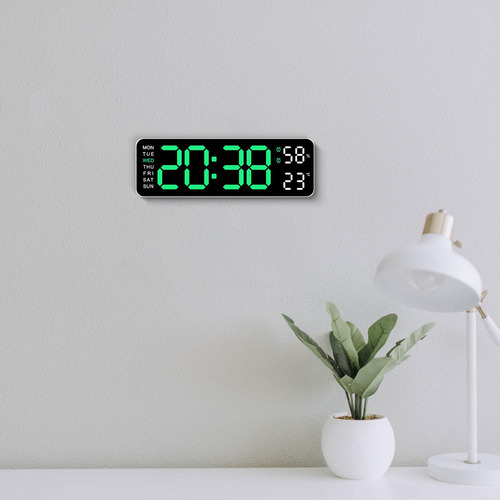 Digital Wall Clock Digital Alarm Clock Green Light White