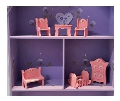 Imagen 2 de 4 de Muebles Para Casita De Muñecas Lote X 4 Unidades Ropero Mesa