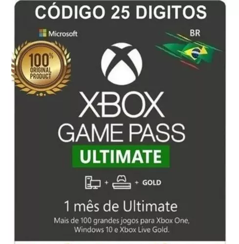 Xbox Game Pass Ultimate 1 Mês Código 25 Dígitos Gift Card