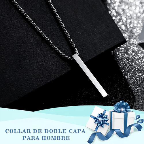 Collar De Doble Capa Para Hombre, Collar De Pendulo De