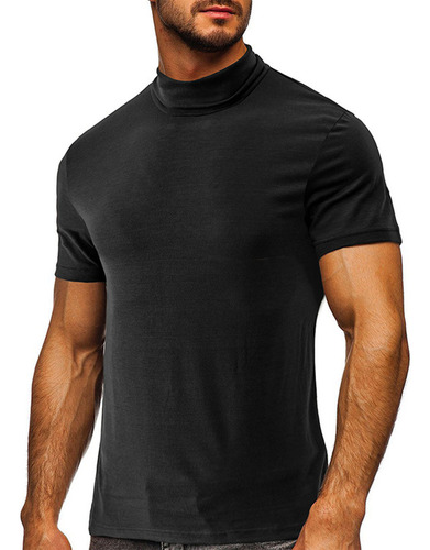 Camiseta W Para Hombre, Manga Corta, Casual, Cuello Alto