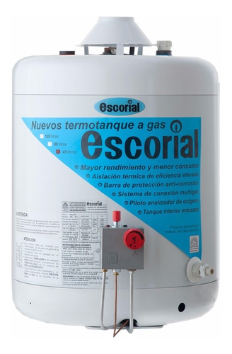 Termotanque Escorial 45 Litros Gas Multigas Colgar O Apoyar