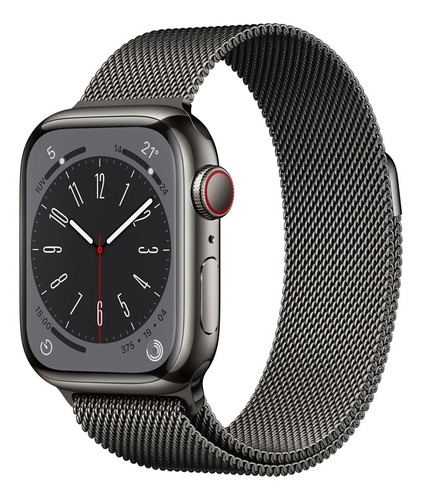 Apple Watch Series 8 GPS + Celular - Caja de acero inoxidable color grafito 41 mm - Correa estilo milanés color grafito - Distribuidor Autorizado
