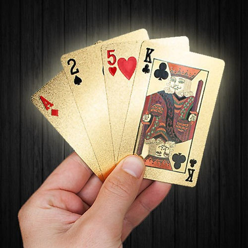 Imagen 1 de 3 de Mazo De Cartas Poker Doradas Naipes Ultra Finos Baraja Oro