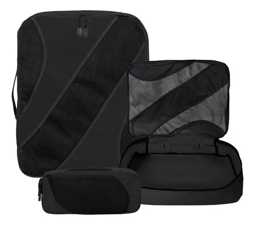Set Organizador De Ropa Para Valija Viaje Bolsas Con Cierre Color Negro