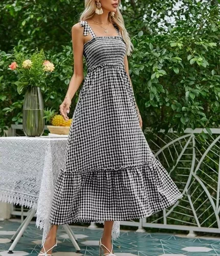 Vestido Xadrez Preto e Branco