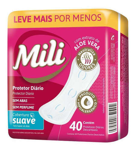 Absorvente Protetor Diário Mili - Pacote Com 40 Unidades