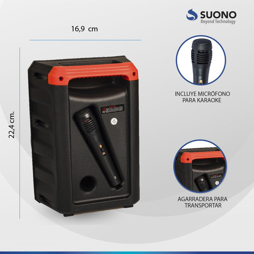 Parlante Portatil Bluetooth 8 Luces Led Con Micrófono Usb Color Negro