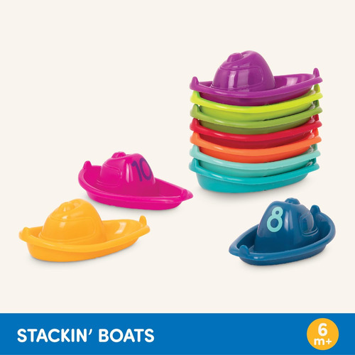 Battat 10 Barcos De Baño - Juguetes Numerados Y Apilables Pa