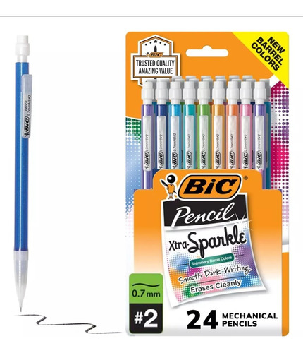 Caja 8 Pack Lápices Bic Xtra Sparkle 24 Unidades C/u