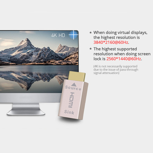 Conector Ficticio Hdmi Ddc Edid 3840 X 2160 60 Hz 4k Fantasm