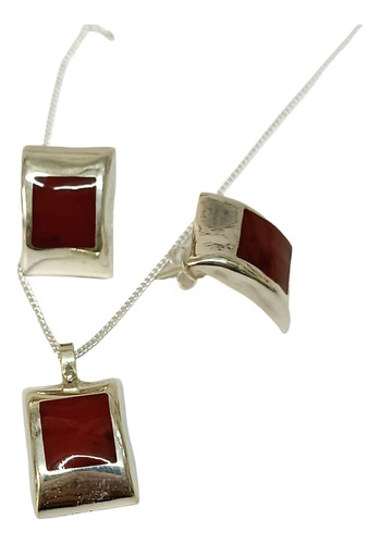 Juego Hermoso De Plata 925 Dije+ Aretes+ Cadena Rectangular