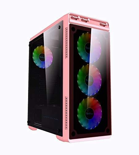 Imagen 1 de 8 de Gabinete Gamer Rosa Apevia Aura Vidrio Templado Coolers Rgb
