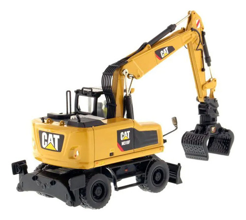 Ruedas de excavadora en miniatura fundidas a presión Caterpillar M318f M85508, color amarillo