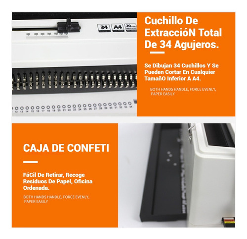 Engargoladora 3:1 Perforadora Ajustable 120 Hojas 34 Ojales