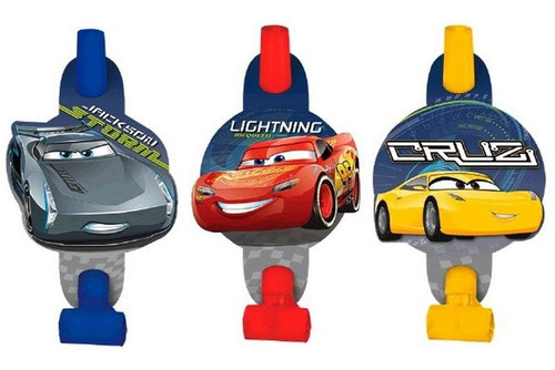 Amscan 331763 Disneycars 3 Blowouts, 8 Piezas, Recuerdo D