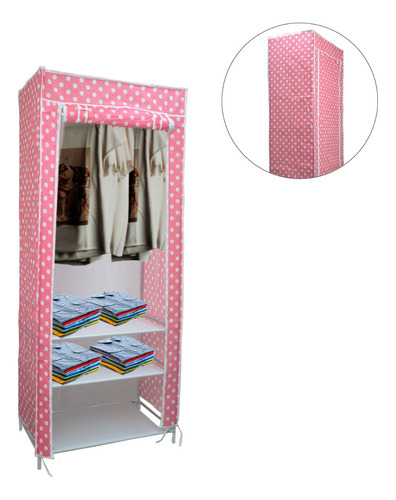 Closet De Tela Portátil Para Dormitorio Rosa Premium Hogar