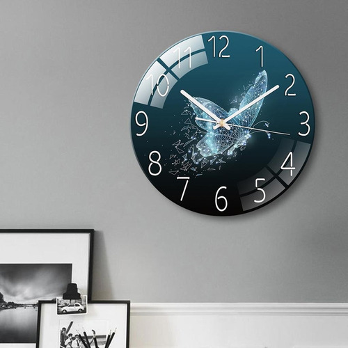 Reloj De Pared De De Vidrio Moderno, Péndulo, Sala Mariposa