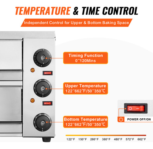 Vevor Horno De Pizza Eléctrico De Encimera Con Temporizador Color Plateado