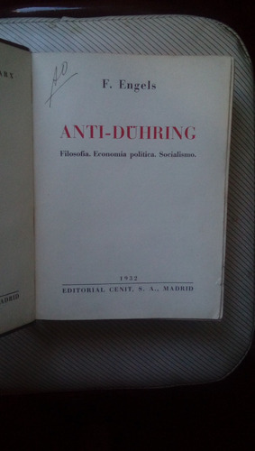 Friederich Engels - Anti-dühring / Editorial Cenit 1932 (Usado)