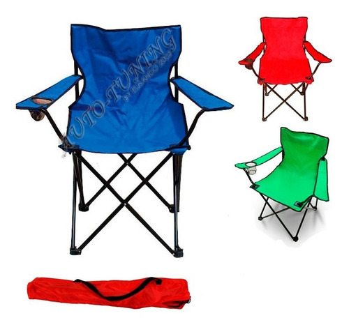 Imagen 2 de 4 de Silla Plegable Director Playa Camping Apoyabrazos Portavaso