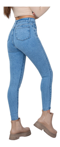 Pantalon Jean Calce Perfecto Levanta Cola Tiro Alto Elastiza