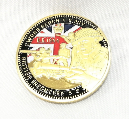 Imagen 2 de 9 de Moneda Militar, Día D, Playas Sword - Gold, Británicos