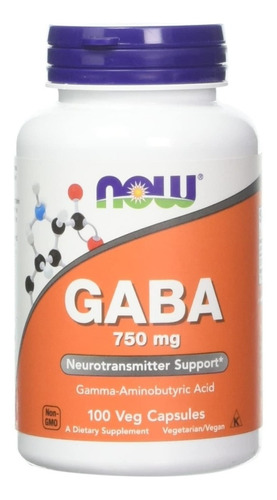 Gaba 750mg Now Vitamins Americano Sin Gluten 