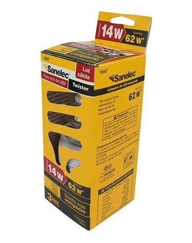 Foco 14w Luz Calida Led Sanelec Color De La Luz Cálida