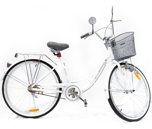 Bicicleta Dama Paseo Verado Rodado 24 Canasto Luz Parrilla Color Blanco