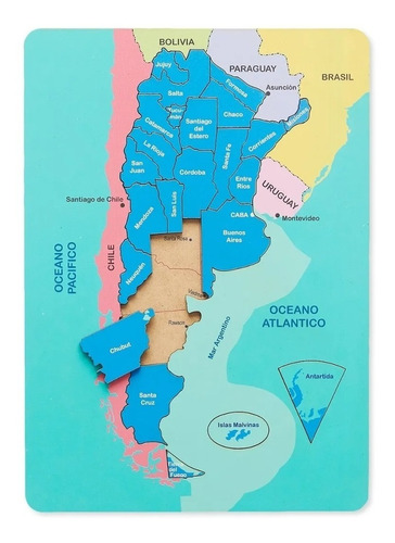 Rompecabezas Madera Mapa Argentina 25 Pcs Encastre Didactico