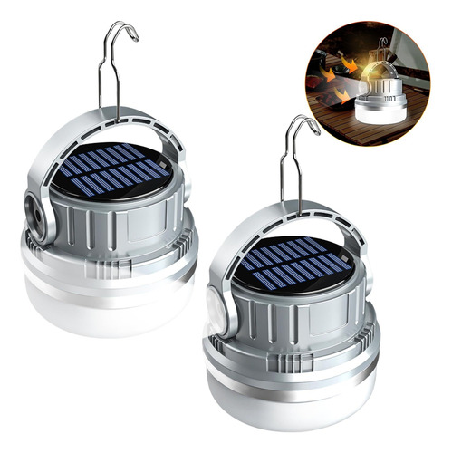 2 Piezas Lámpara De Camping Emergencia Solar 6 Modos
