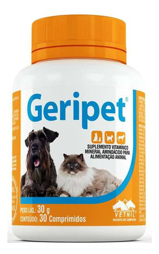 Geripet Suplemento P/ Cães E Gatos Idosos 30comp Vetnil