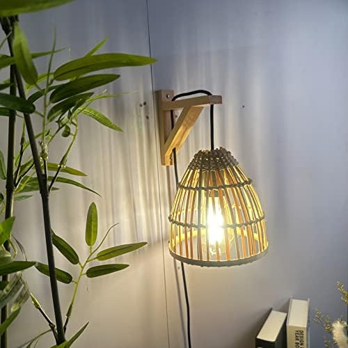 Lámparas De Pared Modernas Con Pantalla De Bambú Con Estante