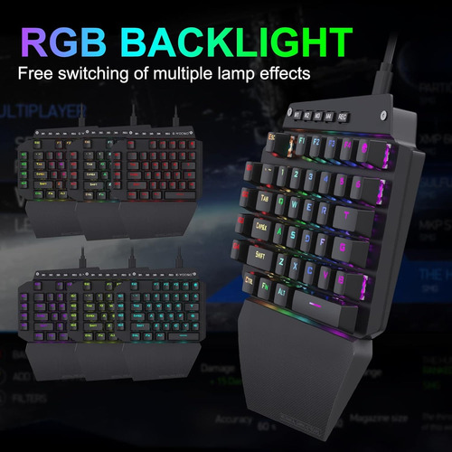 Teclado Mecanico Para Juegos De Una Mano Con Cable,...