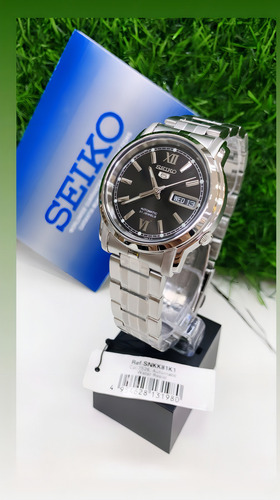 Relógio Masculino Seiko 5 Snkk81k1 Automático Cor da correia Prateado Cor do bisel Prateado Cor do fundo Preto