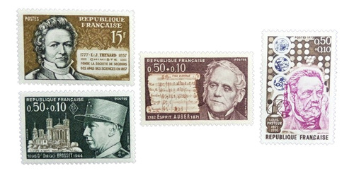Francia Personalidades, Lote 4 Sellos 1957-73 Mint L14116