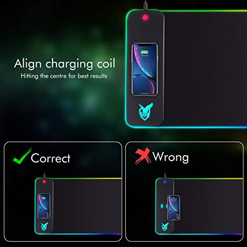 Mouse Pad Rgb Led Con Carga Inalambrica De 10w Negro