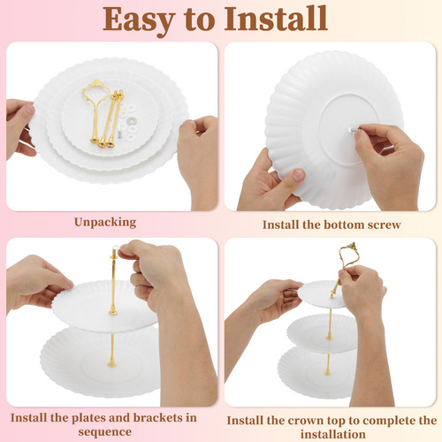 Soporte Base Para Cupcakes 3 Niveles Con Varilla Dorado