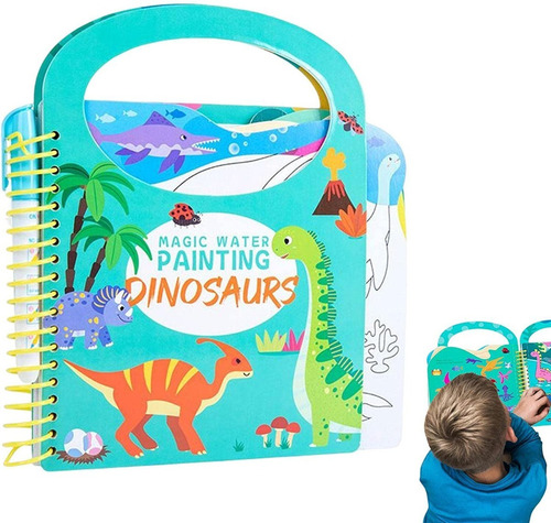 Libro Para Pintar Al Agua Niños Montessori Dinosaurios