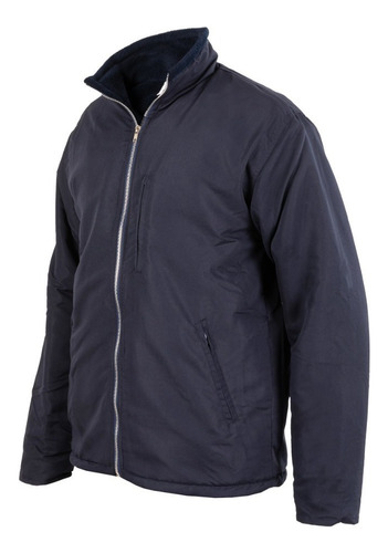 Campera Microfibra Azul Polar Forrada Abrigo Puño Escondido