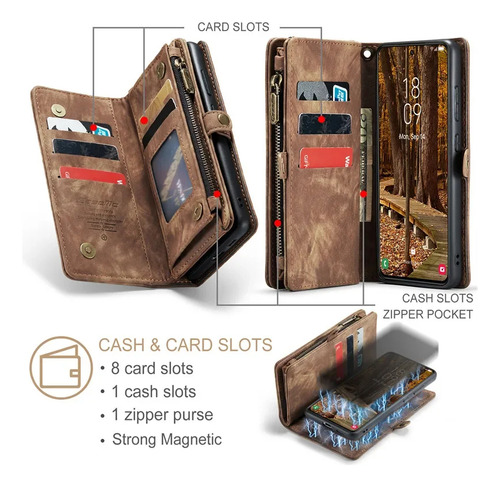 X Funda Magnética De Piel For Samsung Galaxy Note 20 S25 Ultra S24 Fe S23 Plus S22 S21 A56, Funda Tipo Cartera Con