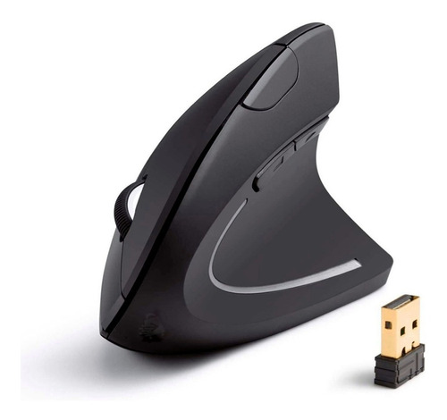 Mouse Vertical Inalámbrico Ergonómico Sensor Óptico Led Color Negro